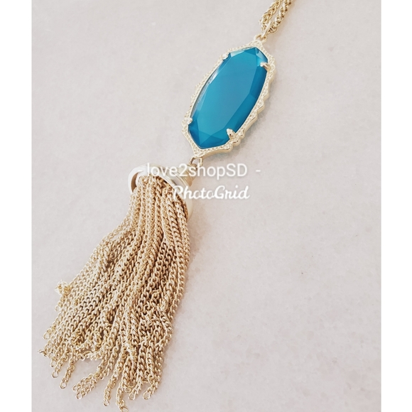 Kendra Scott Teal Blue Agate Everly necklace NWOT - Picture 3 of 6